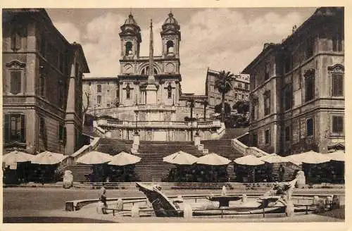 Postcard Italy Rome church of Trinita dei Monti