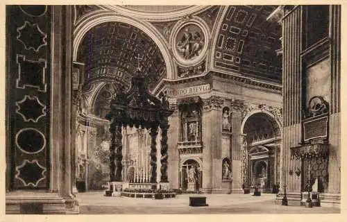 Postcard Italy Rome San Pietro interior altar