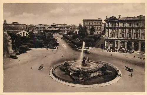 Postcard Italy Rome Termini station and fountain