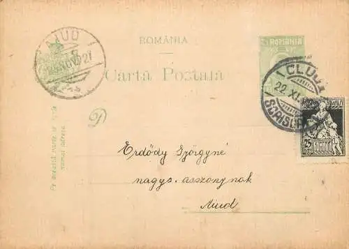 Romania postal card royalty franking stamps Timisoara 1939