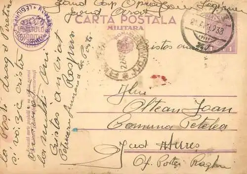 Romania postal card 1938 Reghin