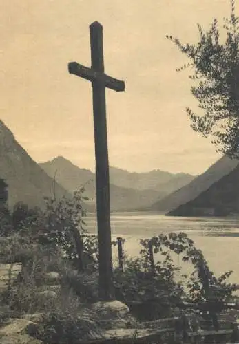 Postcard Switzerland Bern cross and lake panorama