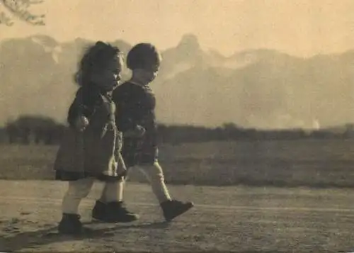 Postcard Switzerland Bern children in nature