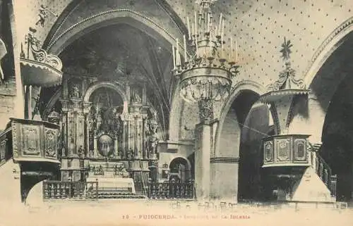 Postcard Spania Puigcerda church interior