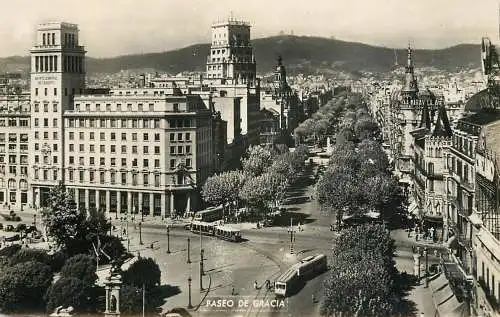 Postcard Spania Paseo de Gracia tram
