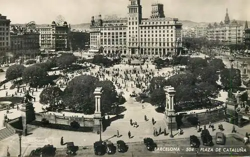 Postcard Spania Barcelona Plaza de Cataluna