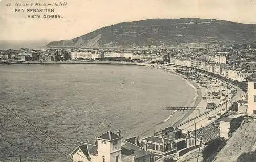Postcard Spania San Sebastián coast view