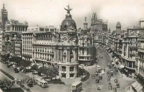 Postcard Madrid Avenue Jose Antonio