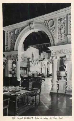 Postcard Portugal Bussaco salao de leitura do Palace Hotel