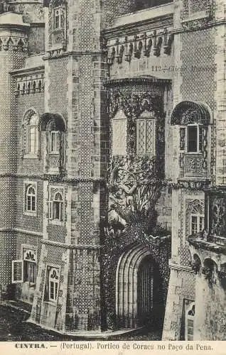 Postcard Portugal Lisboa portico de Coracs no Paco da Pena