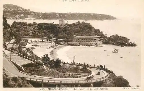 Postcard Monaco Monte Carlo Cap Martin beach