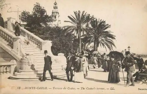 Postcard Monaco Monte Carlo casino's terrace