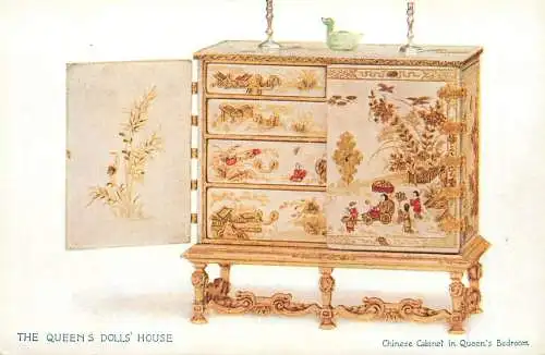 Raphael Tuck & Sons' Oilette Postcard The Queen's Dolls House Series I - Chinese Cabinet in Queen's Bedroom