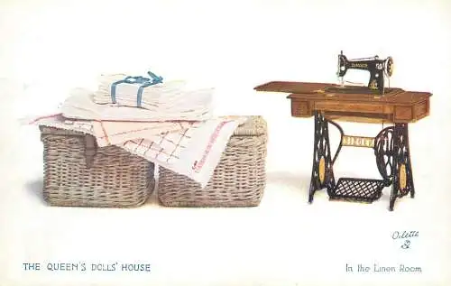 Raphael Tuck & Sons' Oilette Postcard The Queen's Dolls House Series I - In the Linen Room