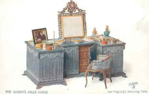 Raphael Tuck & Sons' Oilette Postcard The Queen's Dolls House Series I - Her Majesty's Dressing Table