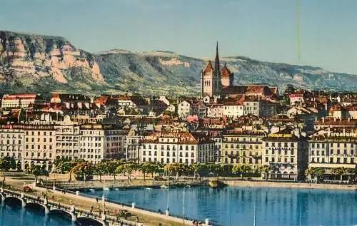 Postcard Switzerland Genève bridge