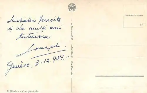 Postcard Switzerland Genève bridge