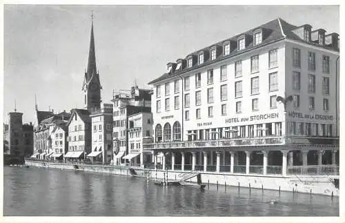 Postcard Switzerland Zürich hotel Storchen
