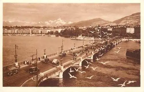 Postcard Switzerland Genève Mont Blanc bridge