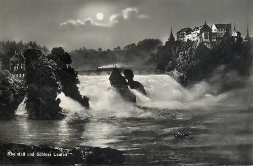 Postcard Switzerland Rheinfall und schloss Laufen