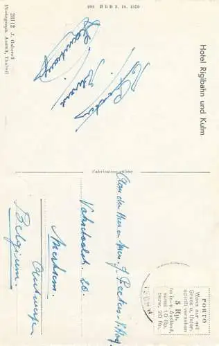Postcard Switzerland Hotel Rigibahn