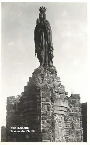 Postcard Luxembourg Esch-Sauer statue de Notre Dame