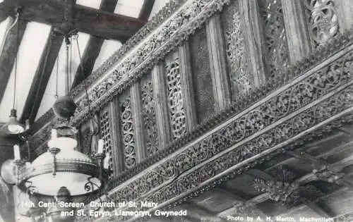 Wales Llanegryn Gwynedd Church of St Mary & St Egryn XIV century screen detail aspect