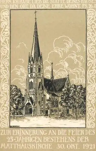Basel Zur Erinnerung an die feier des 25 Jährigen Bestehens der Matthauskirche 1921 Th. Barth Postkarte