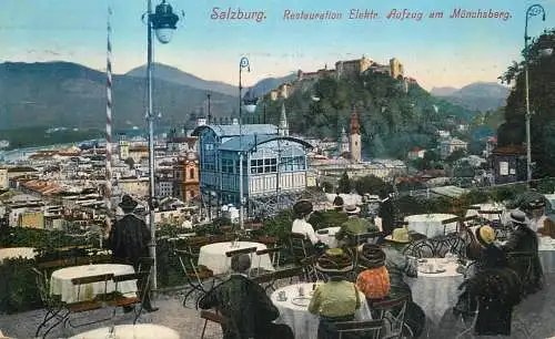 Postcard Austria Salzburg restauration Elektr, Aufzug am Monchsberg