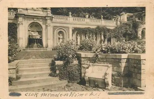 Postcard Romania castel Peles terasa