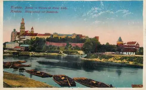 Postcard Poland Krakow barges