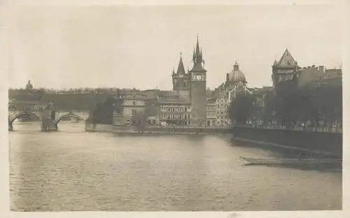 Postcard Czech Republic Prague bridge clocktower