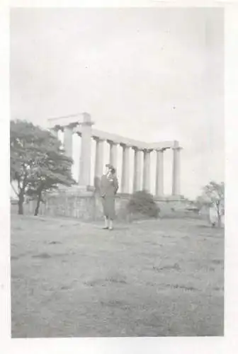 Places & anonymous persons souvenir photo social history format ca. 6 x 9 cm woman column temple ruins