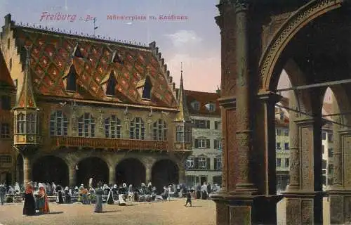 Germany Freiburg im Breisgau Munsterplatz mit Kaufhaus