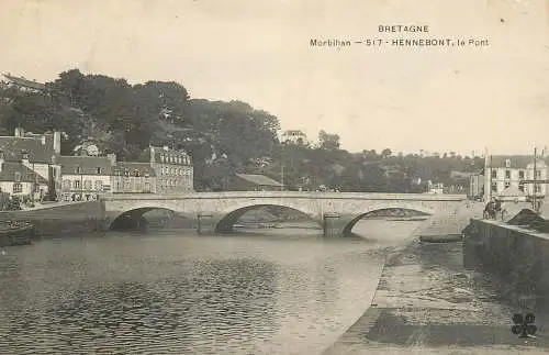 Postcard France Hennebont bridge