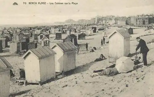 Postcard France Berck beach bathing booths