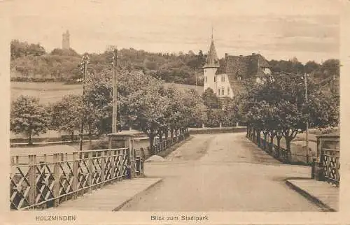 Postcard Germany Holzminden blick zum Stadtpark