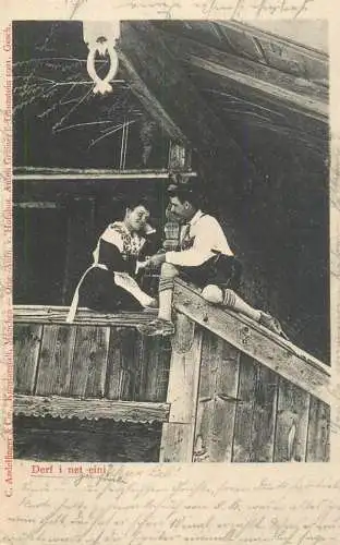 Postcard Germany couple traditional costume