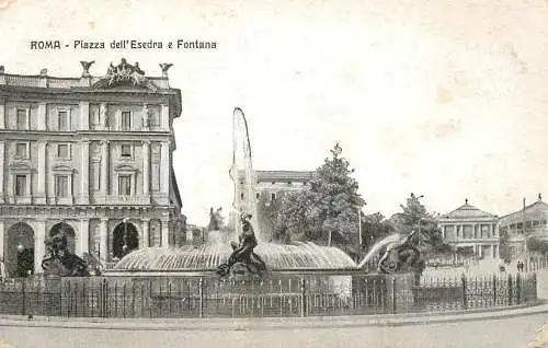 Postcard Italy Rome piazza dell' Esedra e Fontana
