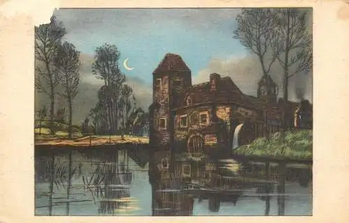 Postcard Italy palace mansion watermill