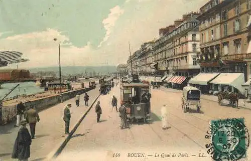 ROUEN Qiai de Paris tramway 1907