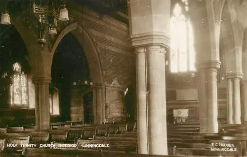 Sunningdale Holy Trinity church interior photo postcard F. C. Hodder