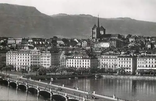 Postcard Switzerland Genève bridge