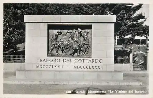 Postcard Switzerland Airolo monument for Lavoro victims
