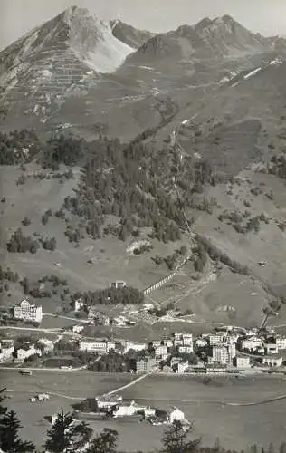 Postcard Switzerland Davos Dorf mit Parsennbahn u. Schiahorn