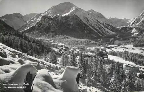 Postcard Switzerland Pontresina m. Palu u. Rossegruppe