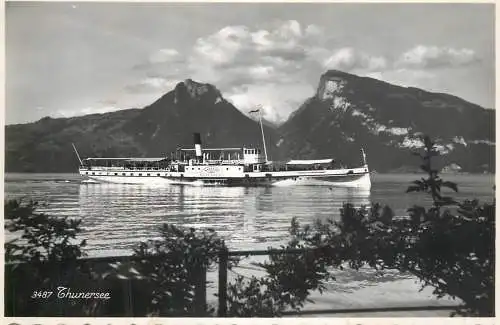 Postcard Switzerland Thunersee paddle cruiser