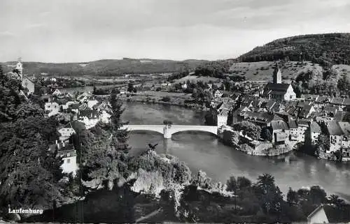 Postcard Switzerland Laufenburg bridge tower