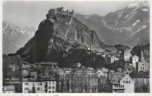Postcard Switzerland Sion et Tourbillon