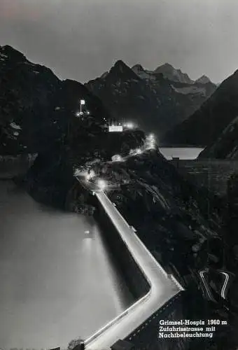 Postcard Switzerland Grimsel Hospiz dam night view